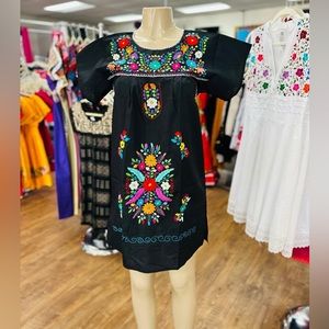 Puebla Tradicional Black/Multicolor Dress